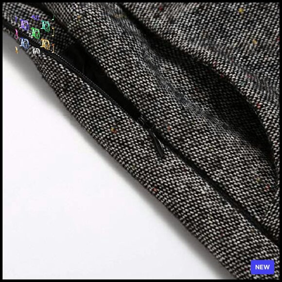 Woolen Plaid A-Line Midi Skirt High Waisted Pleated Classic Fall Winter Chic - Picture 3 of 6